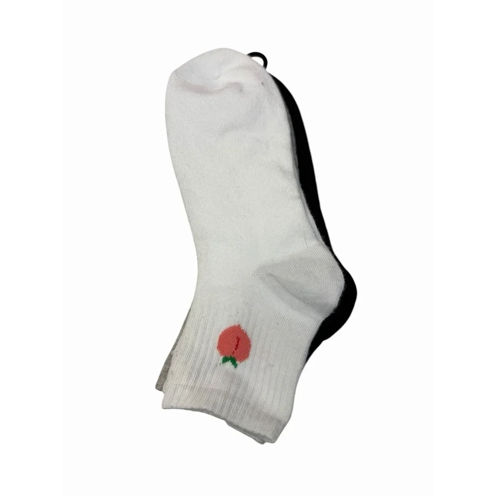 NOBO no boundaries womens 3 pairs anklet socks size 4-10 strawberry cherry peach